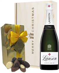 Lanson White Label Christmas Champagne and Chocolates Gift Box