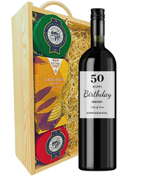 Personalised Red Wine & Cheese Birthday Gift Set