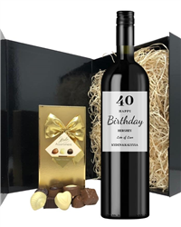 Personalised Red Wine & Chocolate Birthday Gift Set