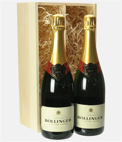 Bollinger Two Bottle Champagne Gift in Wooden Box