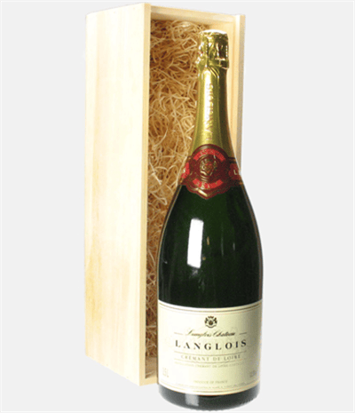 Langlois Brut Sparkling Wine Jeroboam 300cl in Wooden Gift box