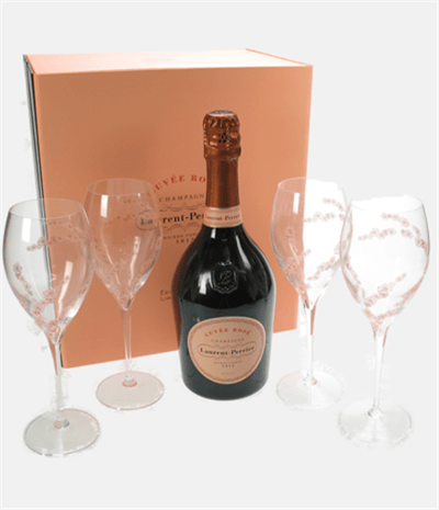 Laurent Perrier Rose and 4 Glass Gift Set