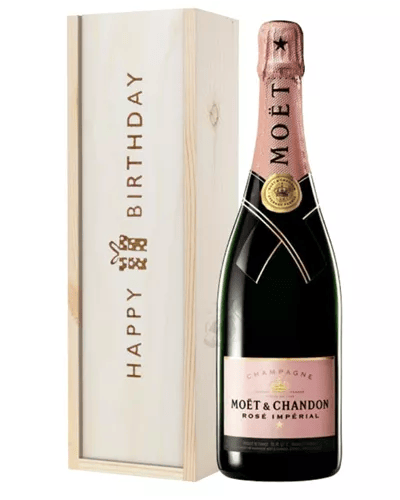 Moet & Chandon Rose pink in a wooden box