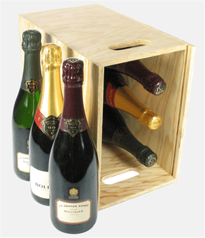 The Bollinger Collection Champagne Six Bottle Wooden Crate