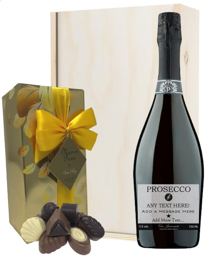 Personalised Prosecco and Chocolates Gift Box Next Day Delivery UK