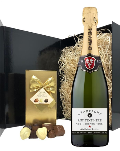 Personalised Champagne and Chocolates