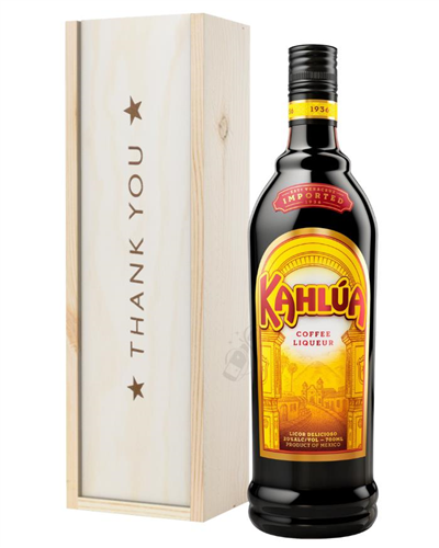 Kahlua Coffee Liqueur Thank You Gift In Wooden Box