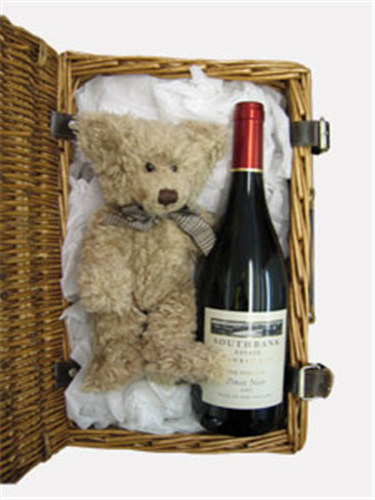 Hawkes Bay Pinot Nior Wine and Teddy Bear Gift Basket