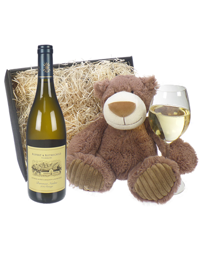 Rupert & Rothschild Baroness Nadine Wine and Teddy Bear Gift Basket